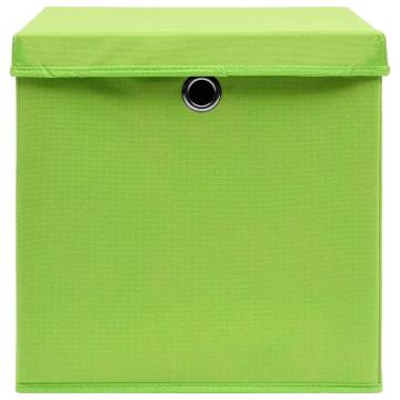 4 pcs Green Storage Boxes with Lids - Durable & Foldable