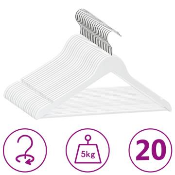 20 pcs Non-slip White Hardwood Clothes Hanger Set | HipoMarket