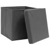 Storage Boxes with Covers - 10 pcs Grey 28x28x28 cm