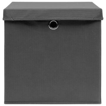 Storage Boxes with Covers - 10 pcs Grey 28x28x28 cm