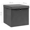 Storage Boxes with Covers - 10 pcs Grey 28x28x28 cm