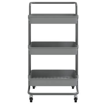 3-Tier Kitchen Trolley Grey - Sturdy & Stylish Storage Solution