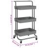 3-Tier Kitchen Trolley Grey - Sturdy & Stylish Storage Solution