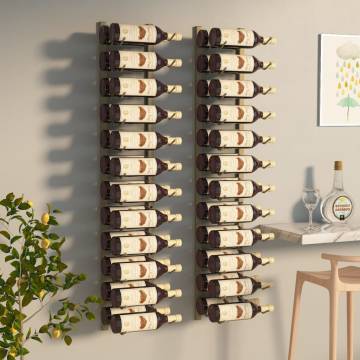 Wall Mounted Wine Rack for 24 Bottles - Gold Iron Set