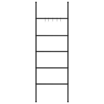 Stylish 5-Tier Black Towel Rack Ladder - 58x175 cm Iron