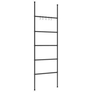 Stylish 5-Tier Black Towel Rack Ladder - 58x175 cm Iron