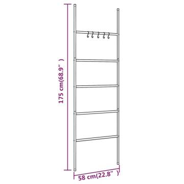 Stylish 5-Tier Black Towel Rack Ladder - 58x175 cm Iron