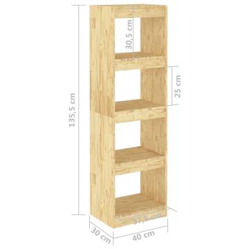 Stylish Pinewood Book Cabinet Room Divider | 40x30x135.5 cm