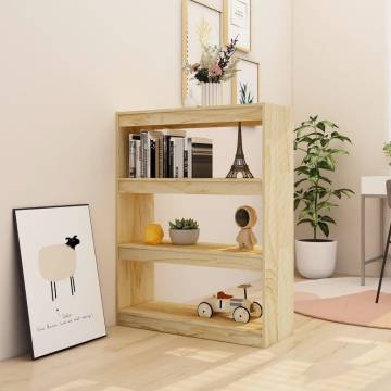 Solid Pinewood Book Cabinet/Room Divider - 100x30x103 cm