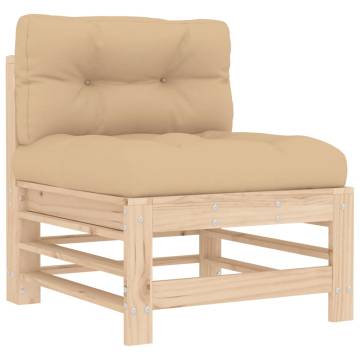 Middle Sofa with Cushions - Solid Pine Wood | HipoMarket