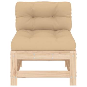 Middle Sofa with Cushions - Solid Pine Wood | HipoMarket