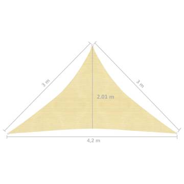 Beige HDPE Sunshade Sail 3x3x4.2m - 90% UV Protection