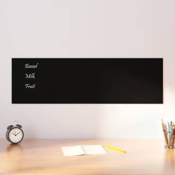 Wall-Mounted Magnetic Board Black 100x30 cm - Durable Glass