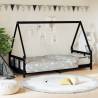 Kids Bed Frame Black 90x190 cm Solid Wood Pine Colour black Size 90 x 190 cm 