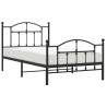 Elegant Metal Bed Frame with Headboard - Black 100x190 cm