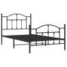 Elegant Metal Bed Frame with Headboard - Black 100x190 cm