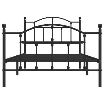 Elegant Metal Bed Frame with Headboard - Black 100x190 cm