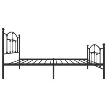 Elegant Metal Bed Frame with Headboard - Black 100x190 cm