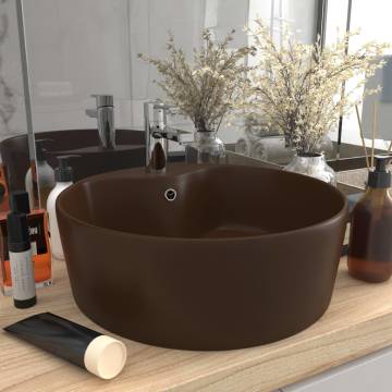 Luxury Matt Dark Brown Wash Basin 36x13 cm - Chic Ceramic Design