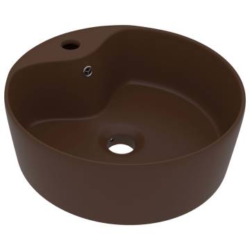 Luxury Matt Dark Brown Wash Basin 36x13 cm - Chic Ceramic Design