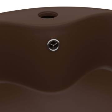 Luxury Matt Dark Brown Wash Basin 36x13 cm - Chic Ceramic Design