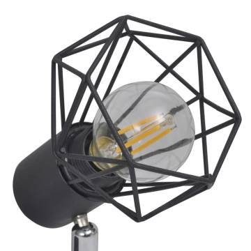 Black Industrial Style Wire Frame Spot Light - 4 LED Bulbs