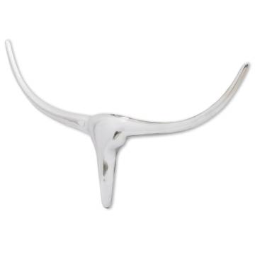 Wall Mounted Aluminium Bull’s Head Decoration - Silver 72 cm