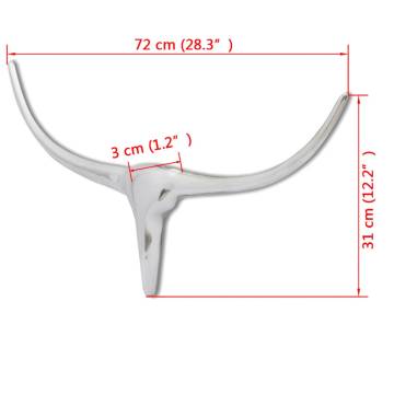 Wall Mounted Aluminium Bull’s Head Decoration - Silver 72 cm