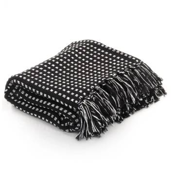 Black Cotton Throw 220x250 cm - Soft, Trendy & Washable