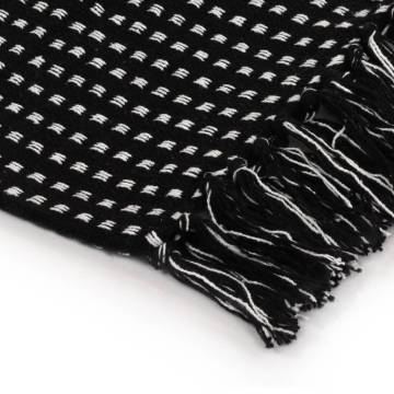 Black Cotton Throw 220x250 cm - Soft, Trendy & Washable