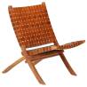 Folding Chair Crossed-Stripe Brown Real Leather Colour brown Size 59 x 72 x 79 cm Quantity in Package 1 