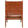 Folding Chair - Crossed-Stripe Brown Real Leather