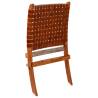 Folding Chair - Crossed-Stripe Brown Real Leather