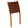 Folding Chair - Crossed-Stripe Brown Real Leather