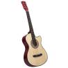 Western Acoustic Cutaway Guitar with 6 Strings 38 Basewood Colour light brown Size 38" 