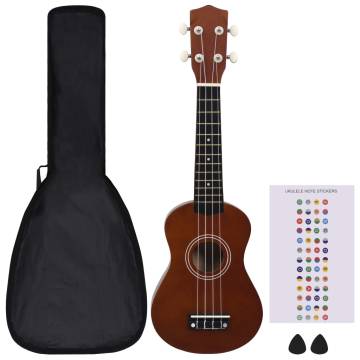 Soprano Ukulele Set for Kids - Dark Wood 21" | HipoMarket