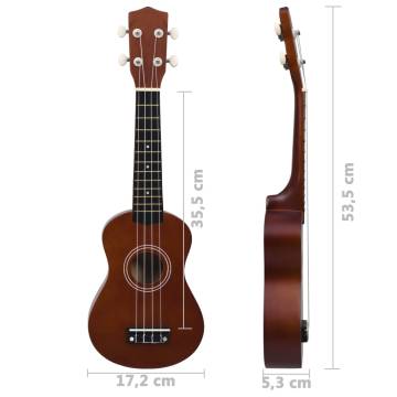 Soprano Ukulele Set for Kids - Dark Wood 21" | HipoMarket