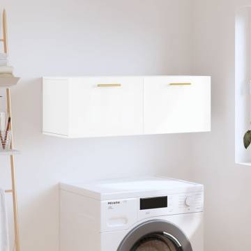 High Gloss White Wall Cabinet - Stylish Storage Solution