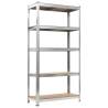 5-Layer Heavy-Duty Shelf - Silver Steel & Engineered Wood