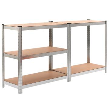 5-Layer Heavy-Duty Shelf - Silver Steel & Engineered Wood