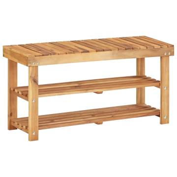 Compact Solid Acacia Wood Shoe Rack - 90x32x46 cm