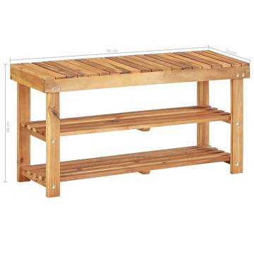 Compact Solid Acacia Wood Shoe Rack - 90x32x46 cm