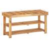 Compact Solid Acacia Wood Shoe Rack - 90x32x46 cm