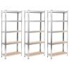 Durable Storage Shelves Set - 3 Pcs Silver Steel & MDF | HipoMarket