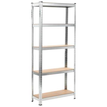 Durable Storage Shelves Set - 3 Pcs Silver Steel & MDF | HipoMarket