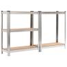 Durable Storage Shelves Set - 3 Pcs Silver Steel & MDF | HipoMarket