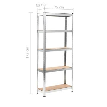 Durable Storage Shelves Set - 3 Pcs Silver Steel & MDF | HipoMarket