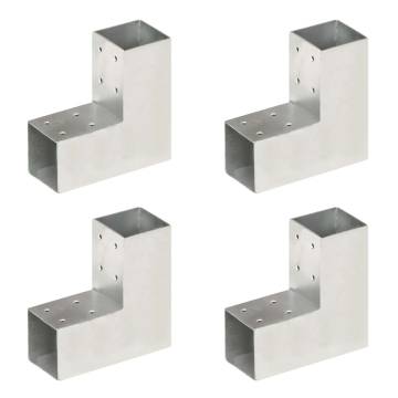 L Shape Post Connectors - 4 pcs Galvanised Metal 71x71 mm