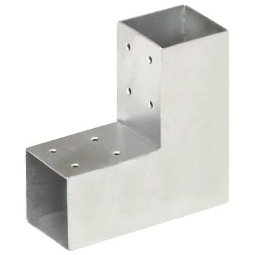 L Shape Post Connectors - 4 pcs Galvanised Metal 71x71 mm