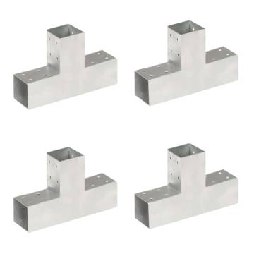 Post Connectors 4 pcs T Shape Galvanised Metal 71x71 mm